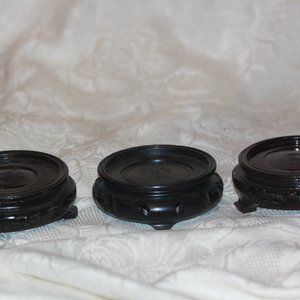 3 Vintage Small Oriental Wood Plant Vase Stands